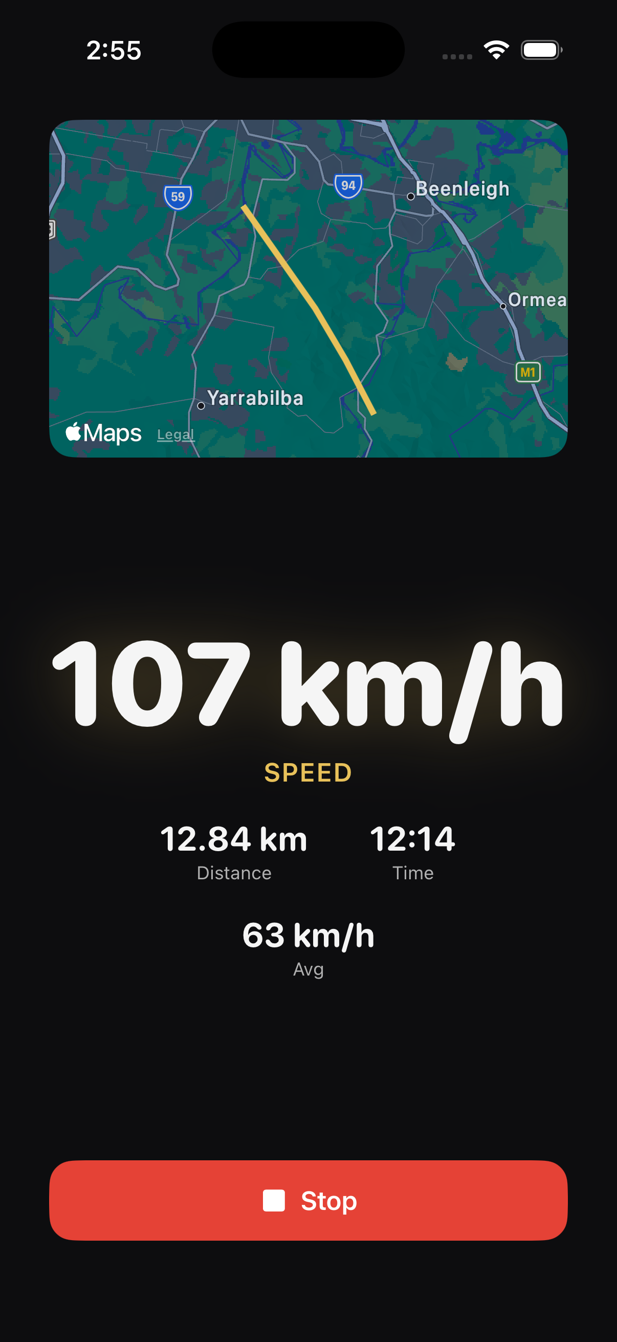 Live tracking with speed and route